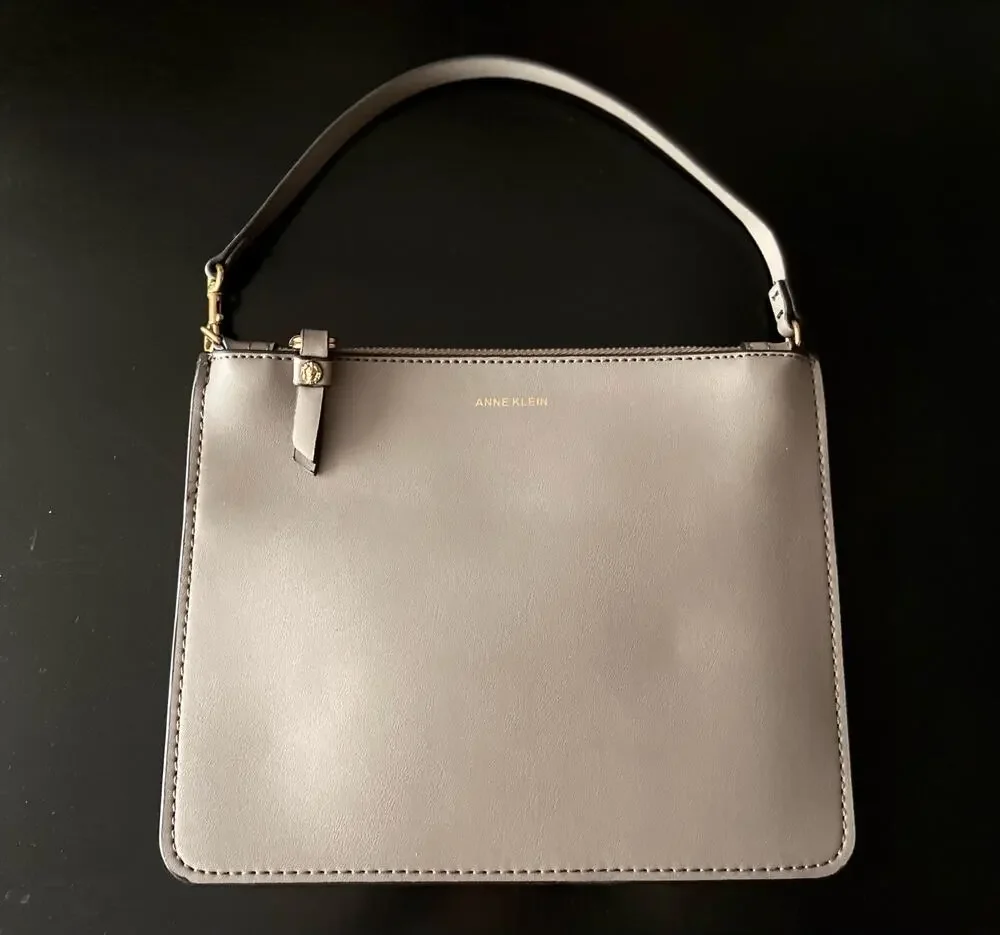 ANNE KLEIN Taupe Faux Leather Wristlet/Handbag sz OS